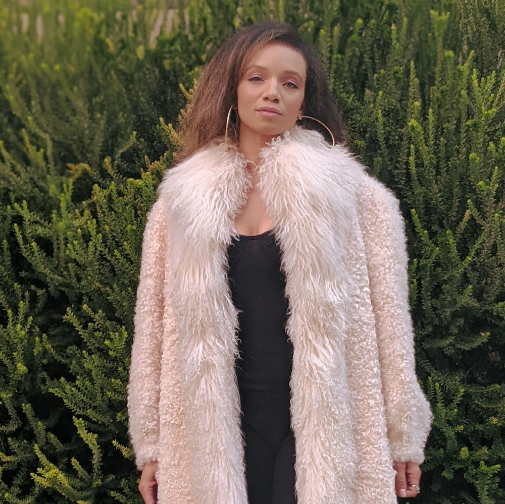 SOLD Mongolian / Tibetan Lamb Fur Coat Size L/XL